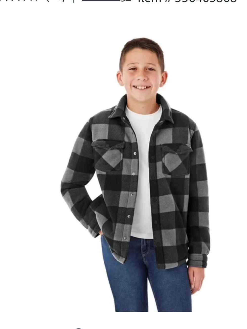 Kids Black & Gray Buffalo Plaid Sherpa-Lined Shirt Jacket